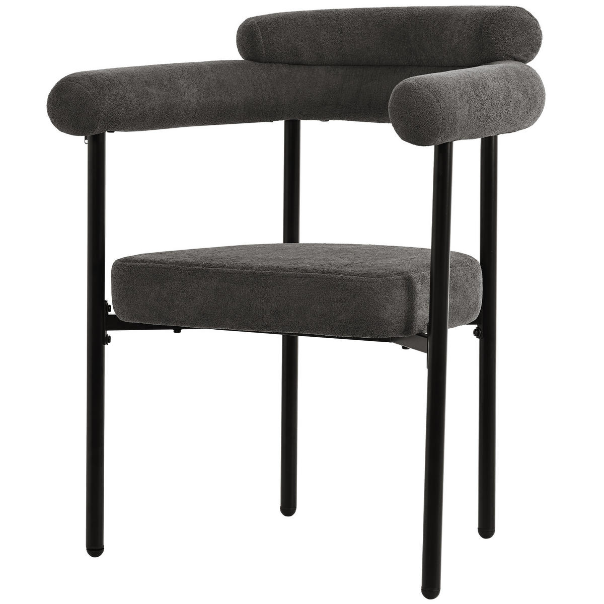 ESSZIMMERSTUHL 2-Tlg Dunkelgrau Wildleder, Bequemer Ringsitz - Dunkelgrau, Metall (70/84/62cm) - FLIEKS