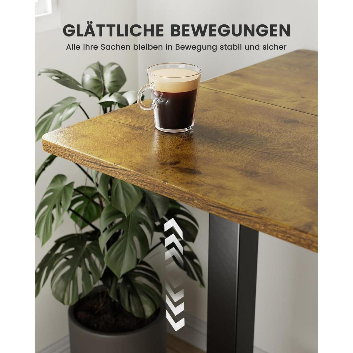 SCHREIBTISCH Höhenverstellbar 100 x 60 cm Vintage Holzoptik - Braun, Holzwerkstoff (100/60/72cm)