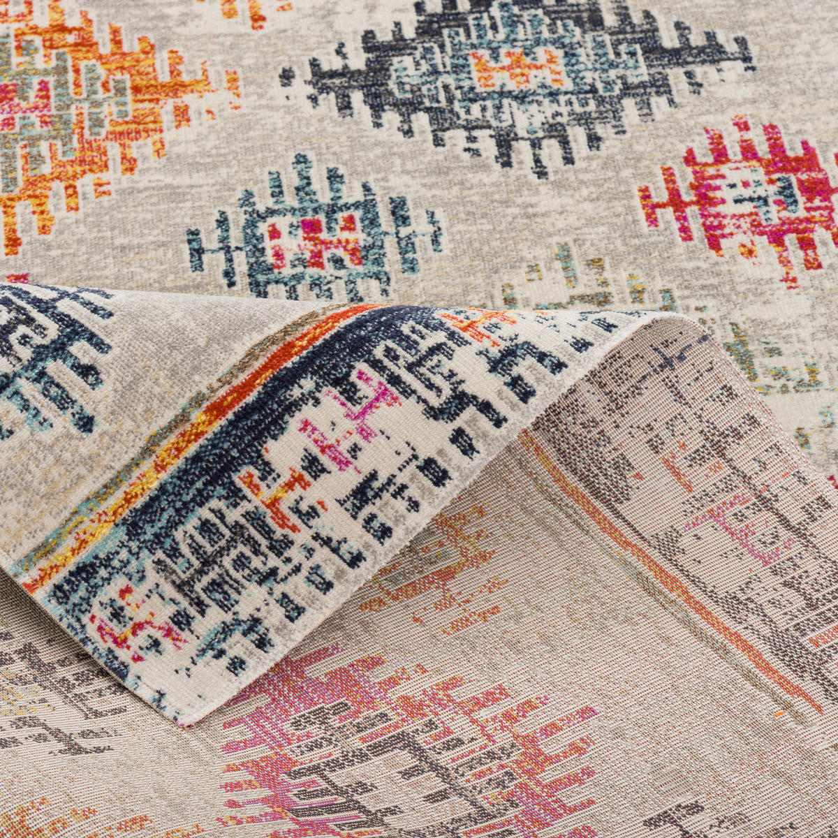 KURZFLOR DESIGNER TEPPICH MODERN VINTAGE ORIENT MUSTER - Nickelfarben, Textil (140/200cm) - Pergamon