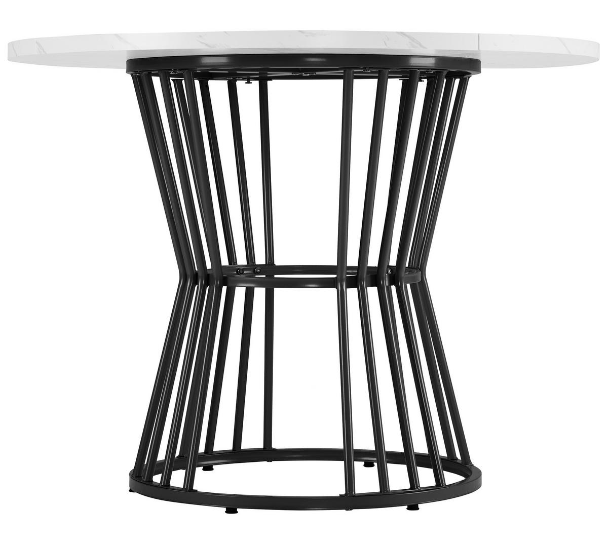 ESSTISCH, MDF mit Marmormuster & Metallgestell, Ø 100/75 cm, Schwarz - Schwarz, Holzwerkstoff (100/100/75cm) - Redom