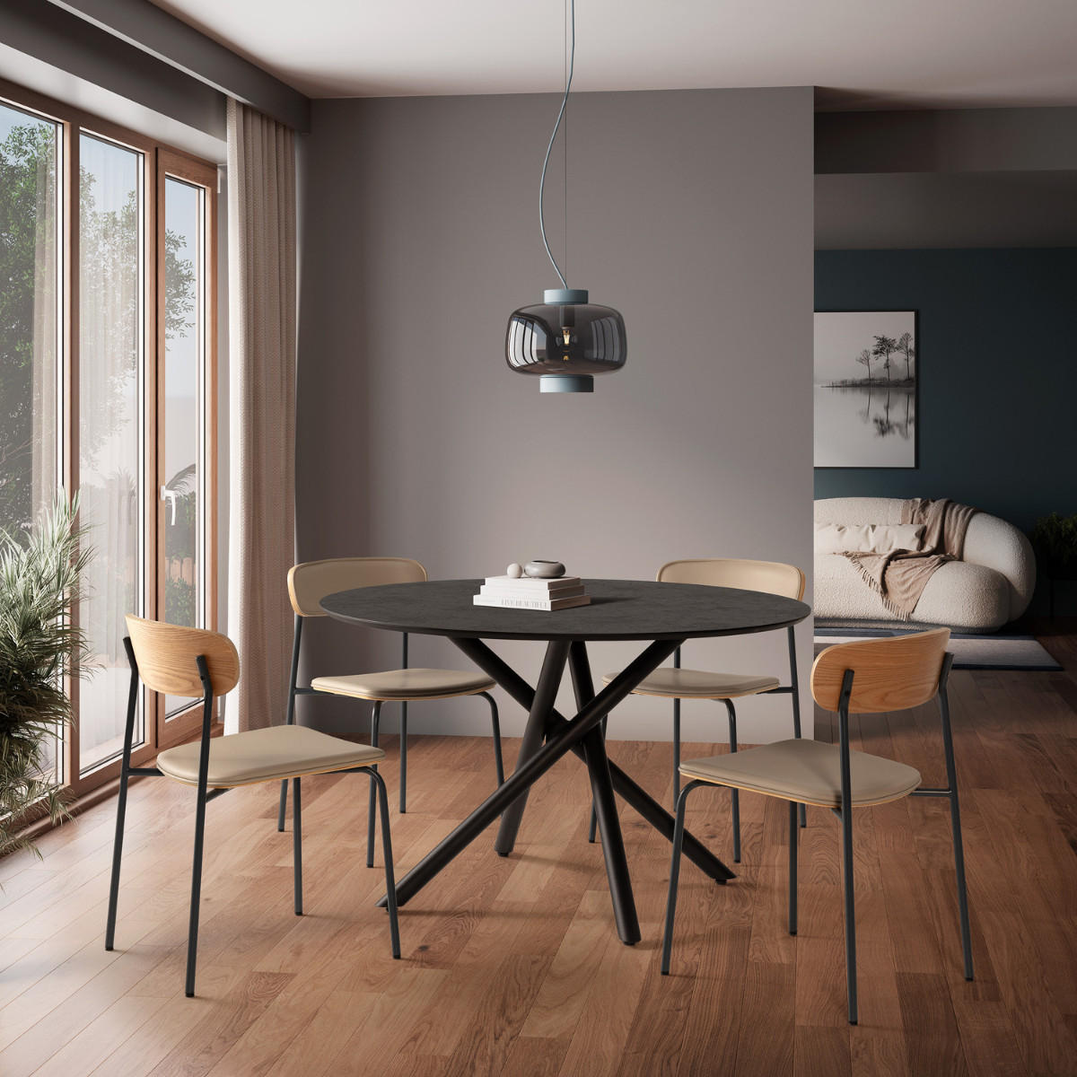 STÜHLE 2er-Set aus Kunstleder mit Metallbeinen 45,5/78/52 cm - Beige, Metall (45.5/78/15cm) - Calicosy