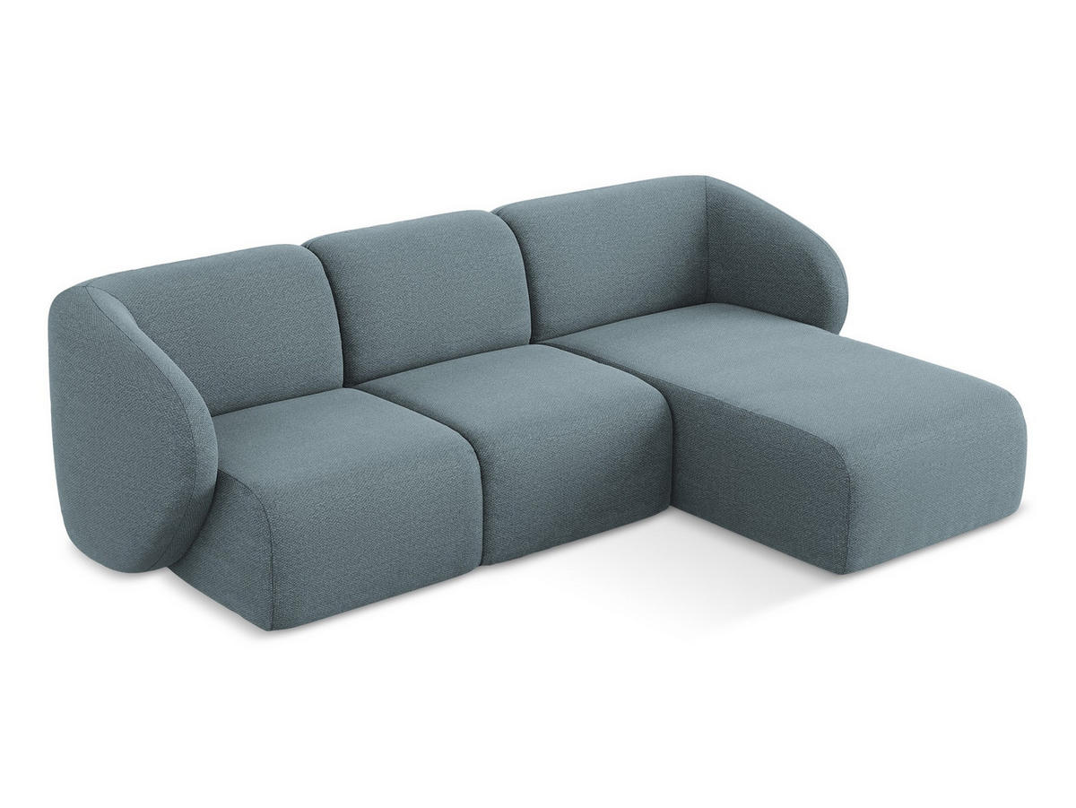 SOFAELEMENT Rechts Samt Stoff Blau - Schwarz/Hellblau, Holzwerkstoff/Kunststoff (91/75/166cm) - Makamii