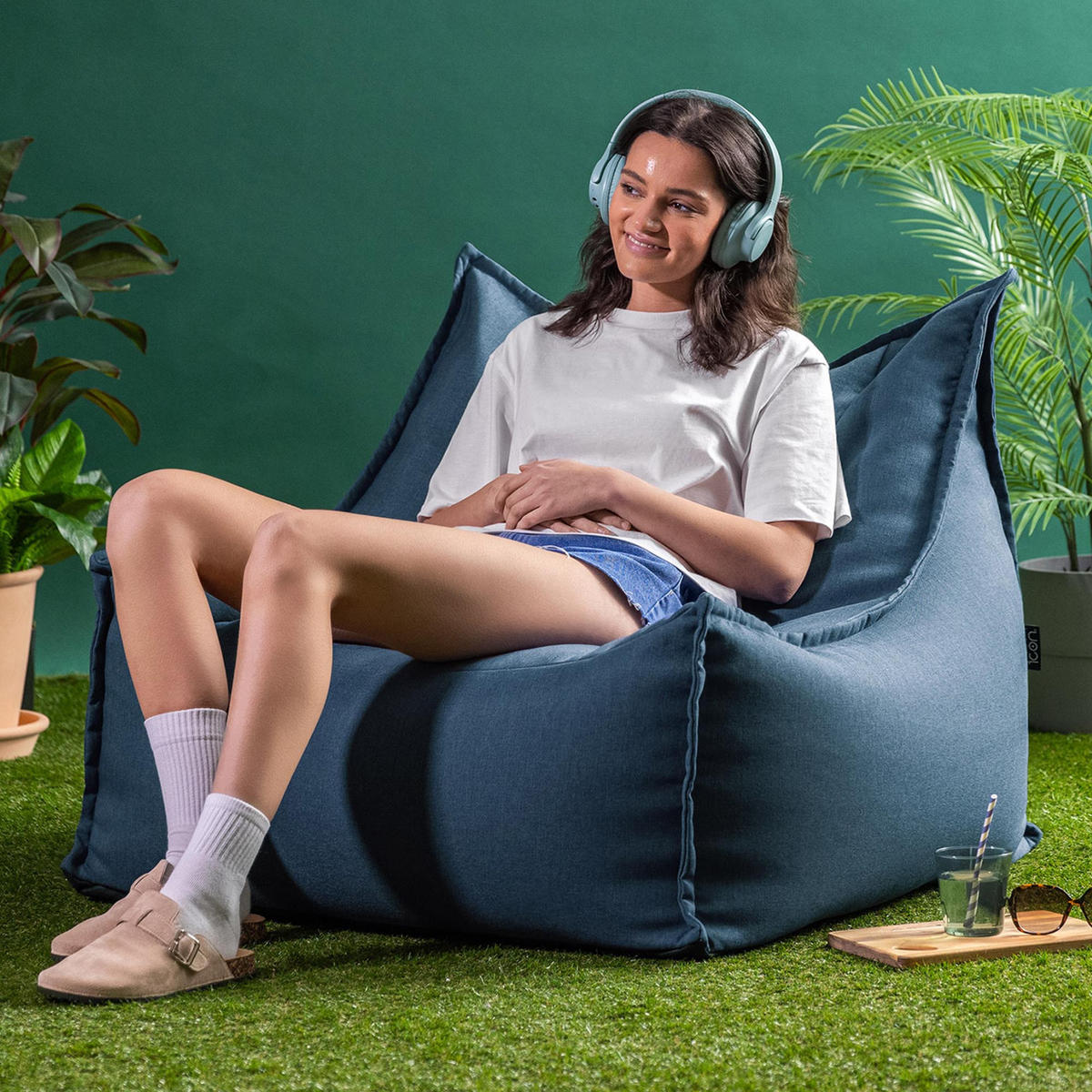 SITZSACK Outdoor Alto - Blau, Textil (94/75/94cm) - icon