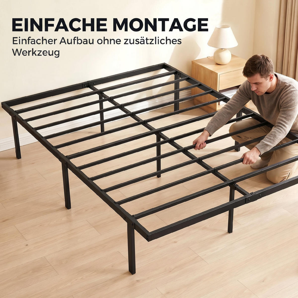 BETTGESTELL Metall Schwarz - Schwarz, Metall (140/200cm) - HOMCOM