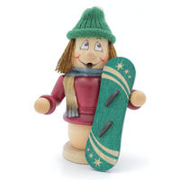 RAUCHFIGUR Wichtel Snowboarder 15cm - Multicolor, Holz (9/15/0.1cm)