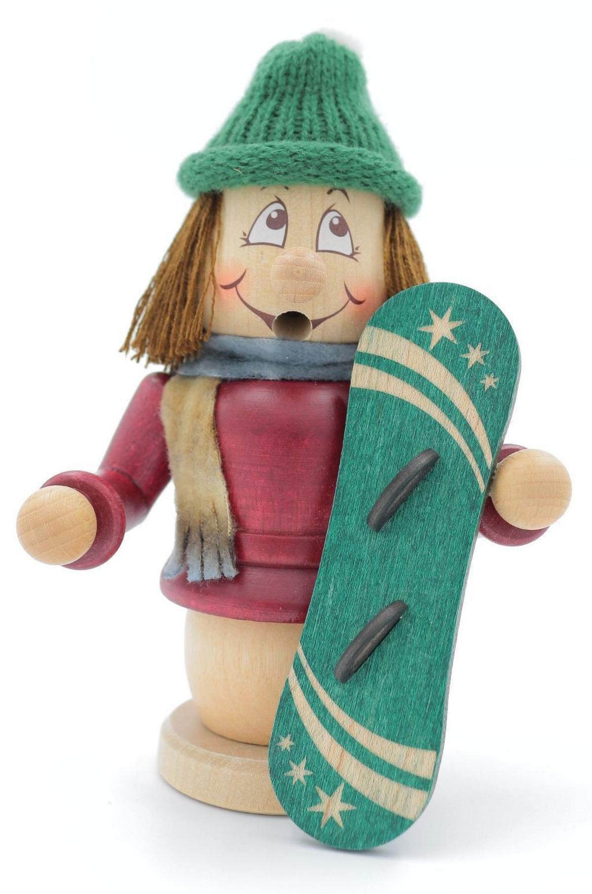 RAUCHFIGUR Wichtel Snowboarder 15cm - Multicolor, Holz (9/15/0.1cm)