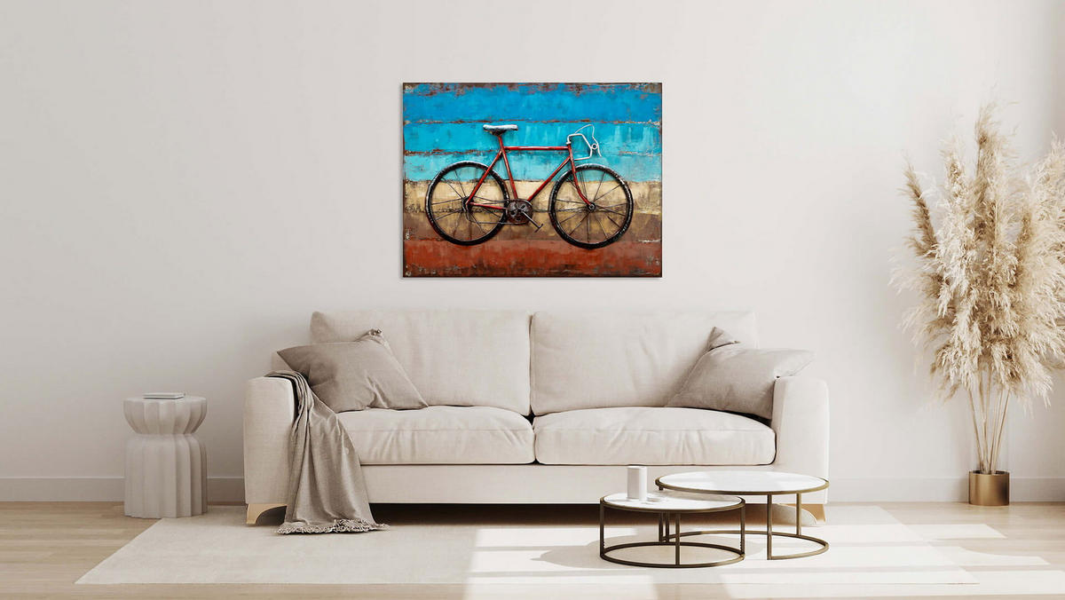 METALLBILD Blau 100/70 cm - Blau/Rot, Metall (3.2/70cm) - KUNSTLOFT