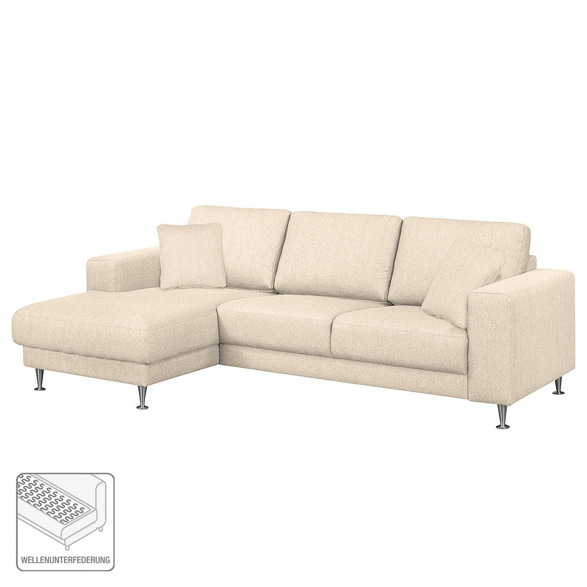 ECKSOFA mit Longchair - Strukturstoff - Beige, Textil (235/150cm) - home24