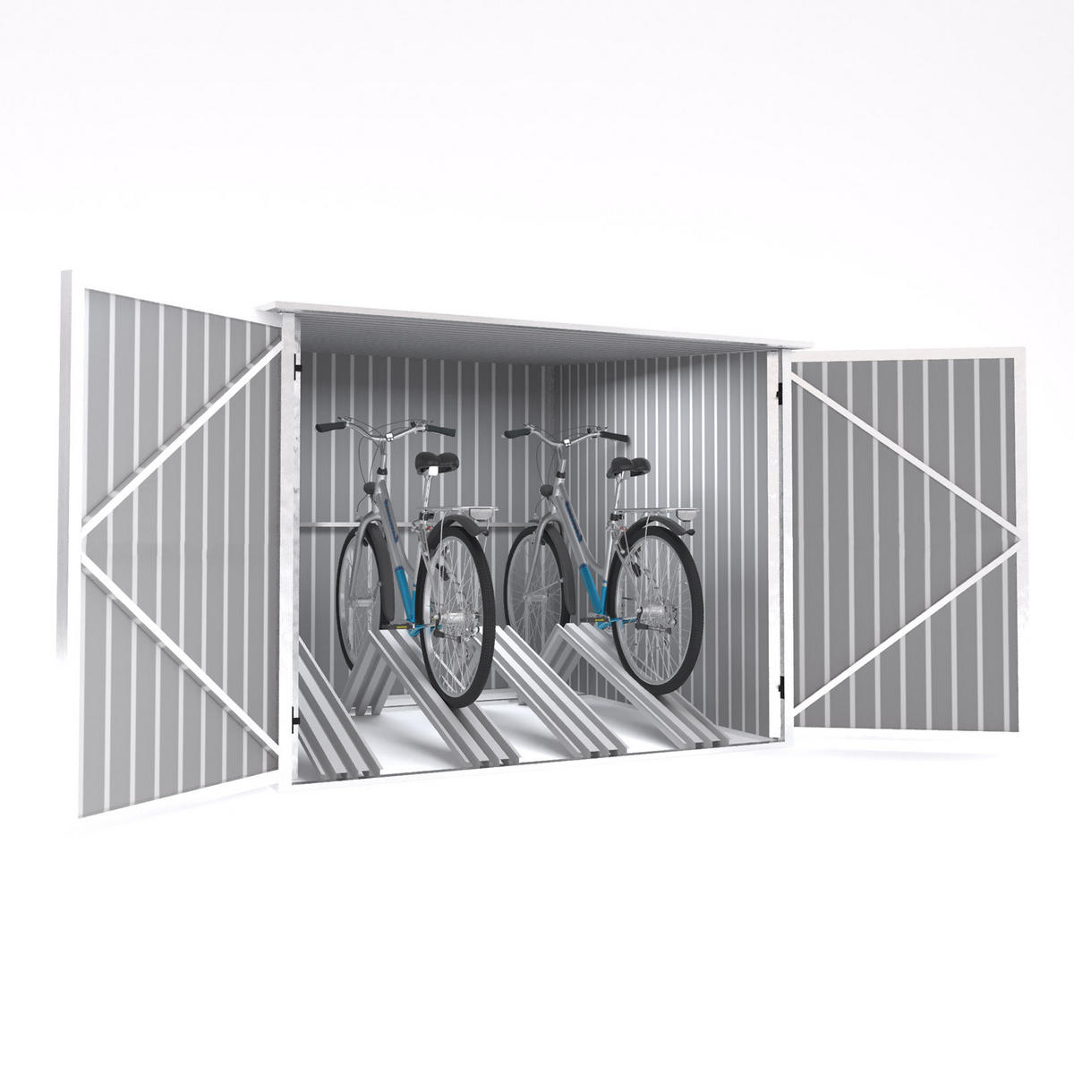 FAHRRADGARAGE - Hellgrau, Metall (203/157/198cm) - HATTORO