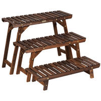 BLUMENREGAL Natürlich - Naturfarben, Holz (27/53/70cm) - COSTWAY