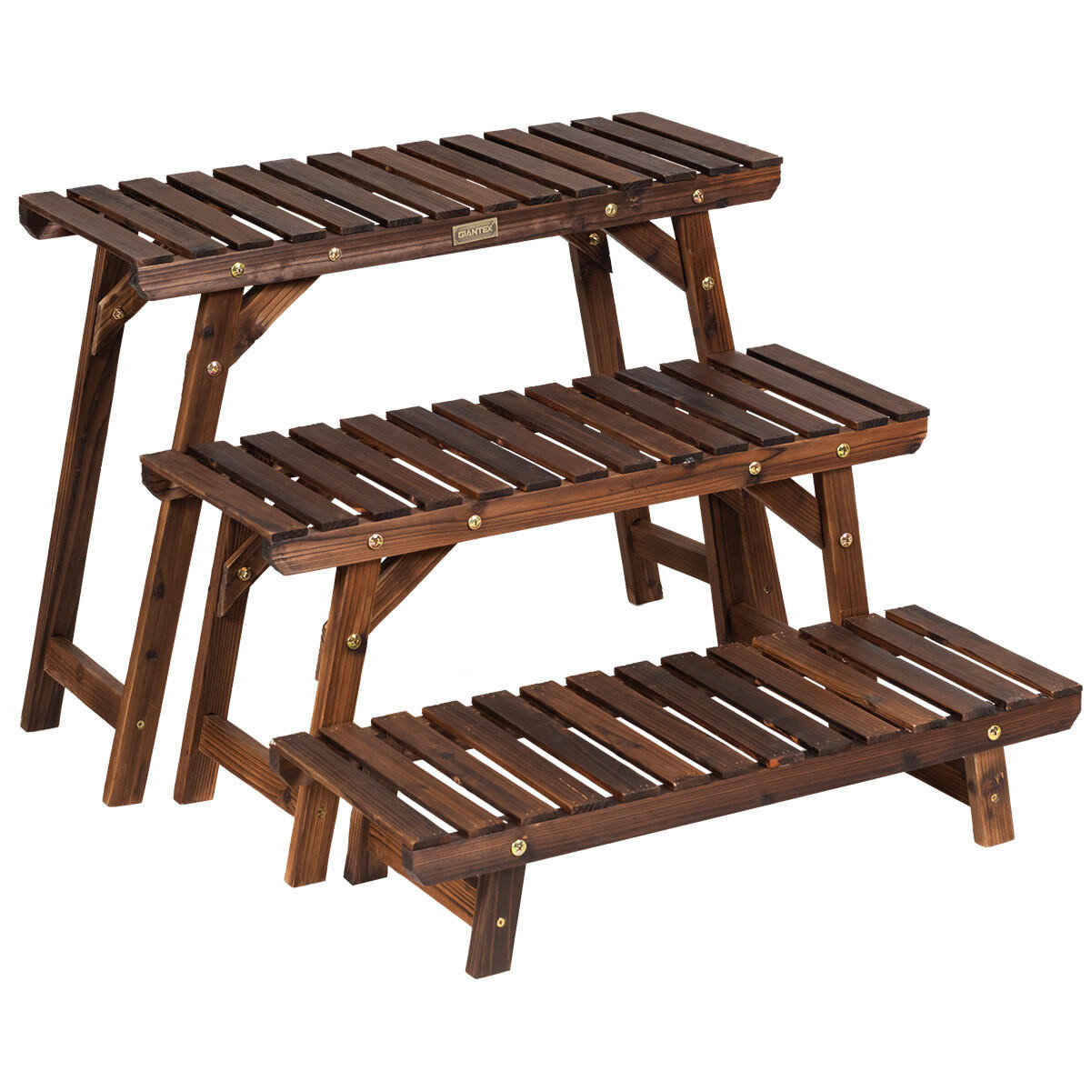 BLUMENREGAL Natürlich - Naturfarben, Holz (27/53/70cm) - COSTWAY