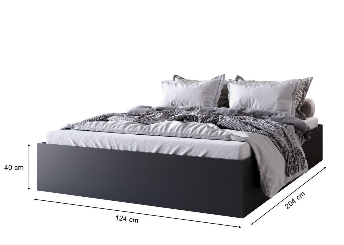BETT Schwarz MOND Mit Bettkasten 120x200 cm - Schwarz, Textil (120/200cm) - Sepro Meble