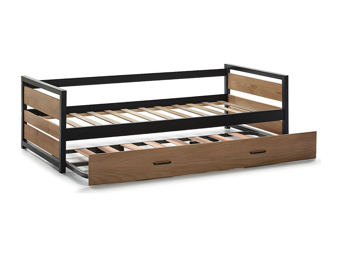 BETTRAHMEN - 1 Person - metall - naturfarben hell Boston - Naturfarben, Holz/Holzwerkstoff (90/190cm) - Vente-Unique