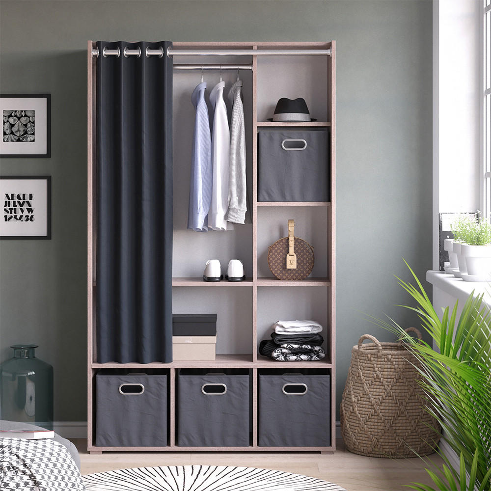 KLEIDERSCHRANK Luigi Sonoma 105.8 x 178.1 cm Mit Faltboxen (grau) - Sonoma Eiche, Holzwerkstoff (38/178.1/105.8cm) - Vicco