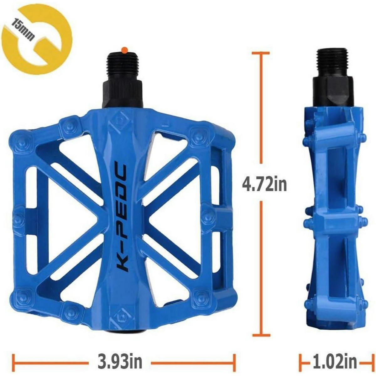 FAHRRAD Pedale Aluminium MTB/BMX mit Anti-Rutsch-Pins Blau - Blau, Metall (9.8/1.5/9.2cm)