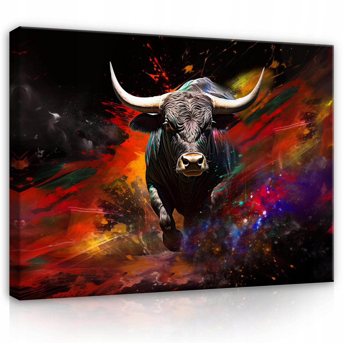 LEINWAND BILDER Abstrakt Stier 120x80 - Multicolor, Holzwerkstoff (120/80cm) - Wallarena