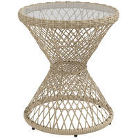 GARTENTISCH, Braun, Stahl, PE Rattan - Braun, Kunststoff (45/45/52cm) - Outsunny