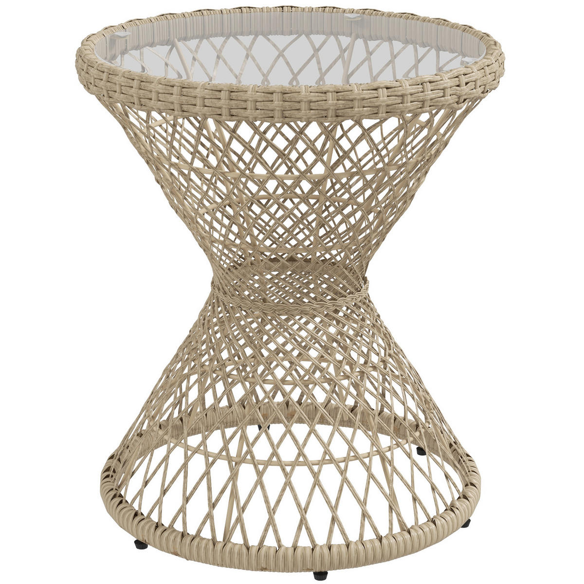 GARTENTISCH, Braun, Stahl, PE Rattan - Braun, Kunststoff (45/45/52cm) - Outsunny