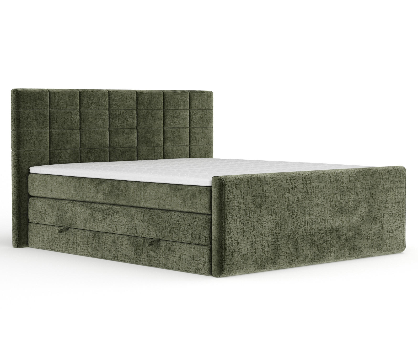 BOXSPRINGBETT Ava Olivenfarbe 140/200 cm - Schwarz/Olivgrün, Holz/Holzwerkstoff (140/200cm) - Maison de Reve
