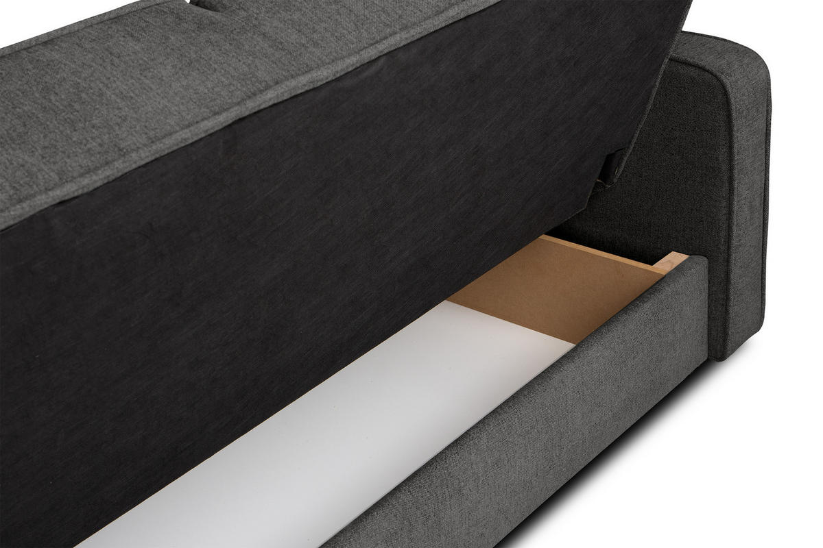 SCHLAFSOFA ORIO 3 Personen, Chenille-Stoff, Graphit - Graphitfarben, Textil (219/90/90cm) - KONSIMO®