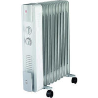 ÖLRADIATOR 2000W, Elektroheizung, Heizgerät, mobiler Heizkörper, Radiator Heizung, mit Rollen, Thermostat, energiesparend, leise, gleichmäßige Wärme - Weiß, Metall (24/65/35cm) - JUNG