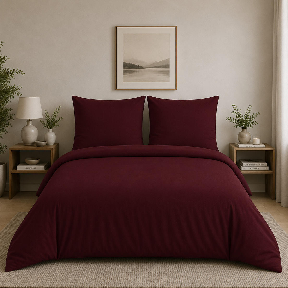 BETTWÄSCHE 3-teilig 200/200 cm UNI DUNKELROT - Dunkelrot, Textil (200/200cm) - ROLFNERS