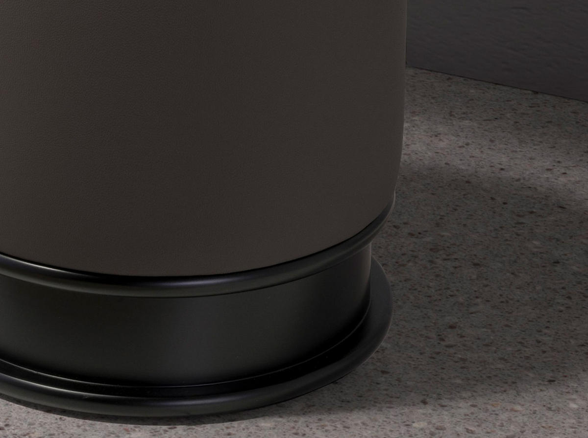 POUF Dunkelgraues Öko-Leder-Pouffe Ø43/42 cm - Dunkelgrau, Leder (43/42/43cm) - ANGEL CERDA