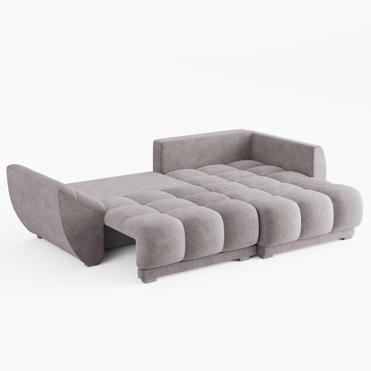 ECKSOFA LARGO Rechts Blau Velours Premium L-Form Couch mit Schlaffunktion & Bettkasten - Blau/Schwarz, Holz (285/180cm) - Barchello