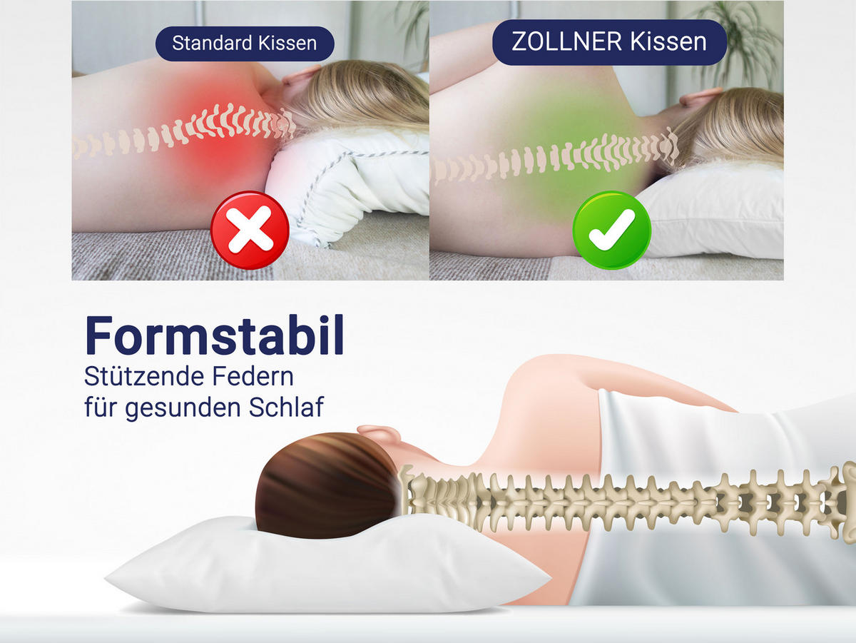 KISSEN, 40x80 cm, 100% Baumwolle, Weiß - Weiß, Textil (40/80cm) - Zollner
