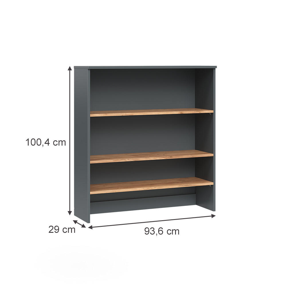 BADSCHRANK Viktor Anthrazit/Goldkraft Eiche 93.6 x 100.4 cm mit offenen Regalen - Honigeiche/Anthrazit, Holzwerkstoff (93.6/100.4/29cm) - Vicco