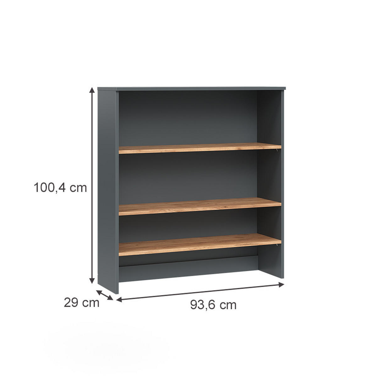 BADSCHRANK Viktor Anthrazit/Goldkraft Eiche 93.6 x 100.4 cm mit offenen Regalen - Honigeiche/Anthrazit, Holzwerkstoff (93.6/100.4/29cm) - Vicco