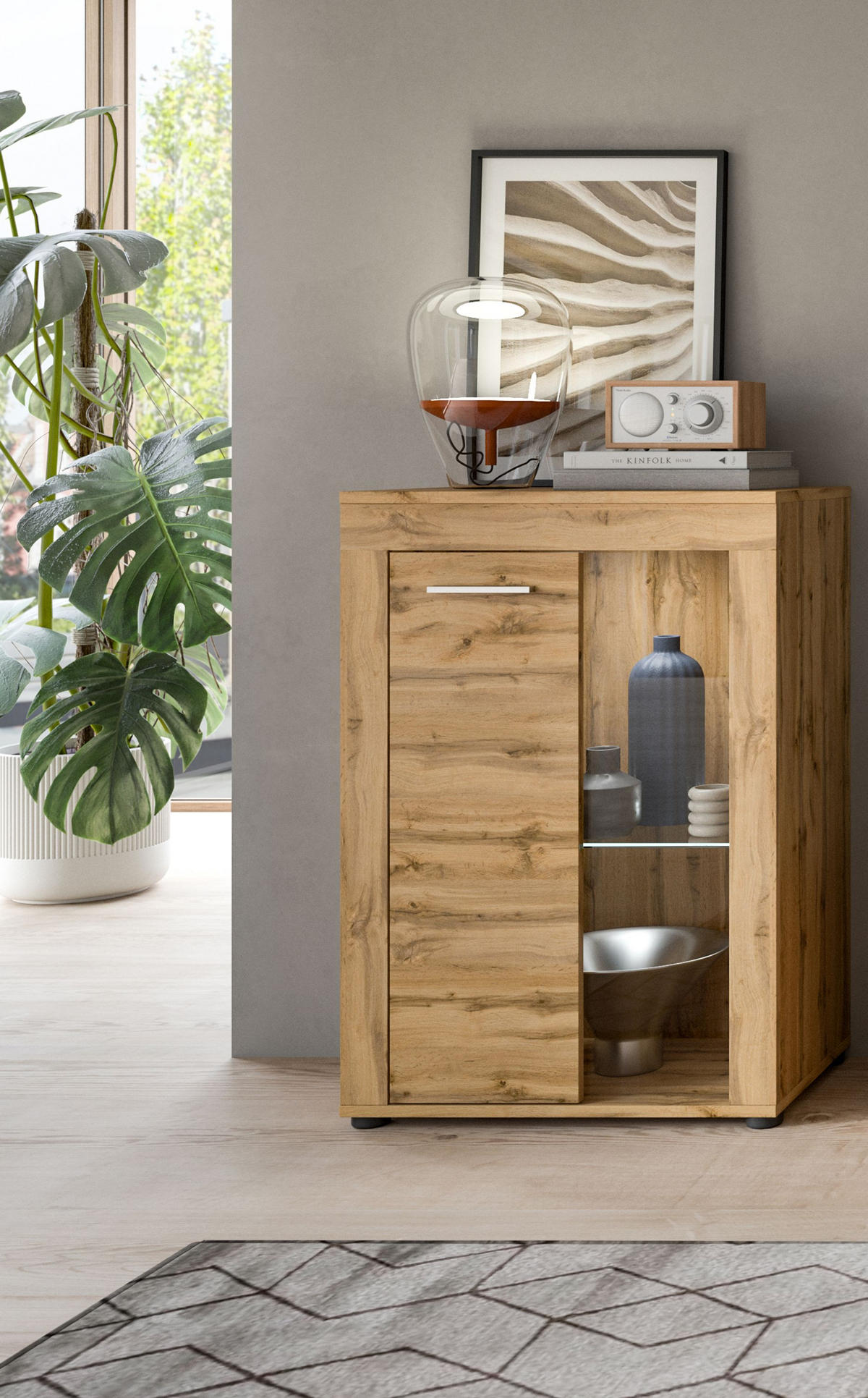 VITRINE JAM (B/H/T: ca. 60/86/35 cm) in Wotan Eiche Nachbildung/Wotan Eiche Nachbildung - Eiche Wotan, Holzwerkstoff (60/86/35cm)