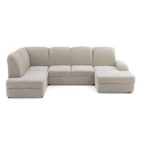 ECKSOFA VIBE U Links mit Schlaffunktion 129x263 Chenille Beige - Beige/Schwarz, Holz/Kunststoff (280/102/186cm) - Muffo