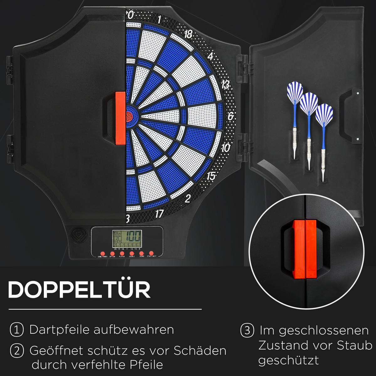 ELEKTRONISCHE Dartscheibe - Schwarz, Kunststoff (45/4/83cm) - SPORTNOW