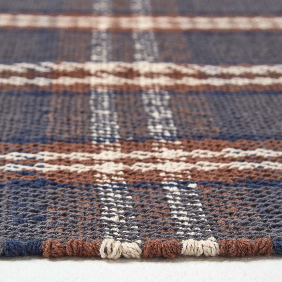 TEPPICHLÄUFER Hamilton, Baumwolle kariert 66/200 cm - Grau, Textil (66/200cm) - Homescapes