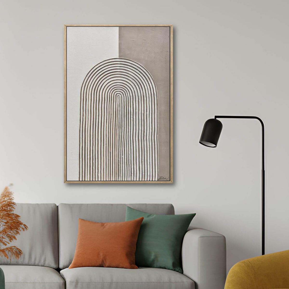 ACRYLBILD HANDGEMALT 60/90 cm - Beige/Grau, Holz/Textil (60/90cm) - KUNSTLOFT