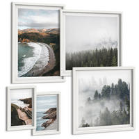 BILDER SET 5er Set - 50x50 cm & 20x30 cm & 40x60 cm Weißer Rahmen - Klippenblicke, Strandlandschaften - Weiß, Kunststoff (40/60cm) - TULUP