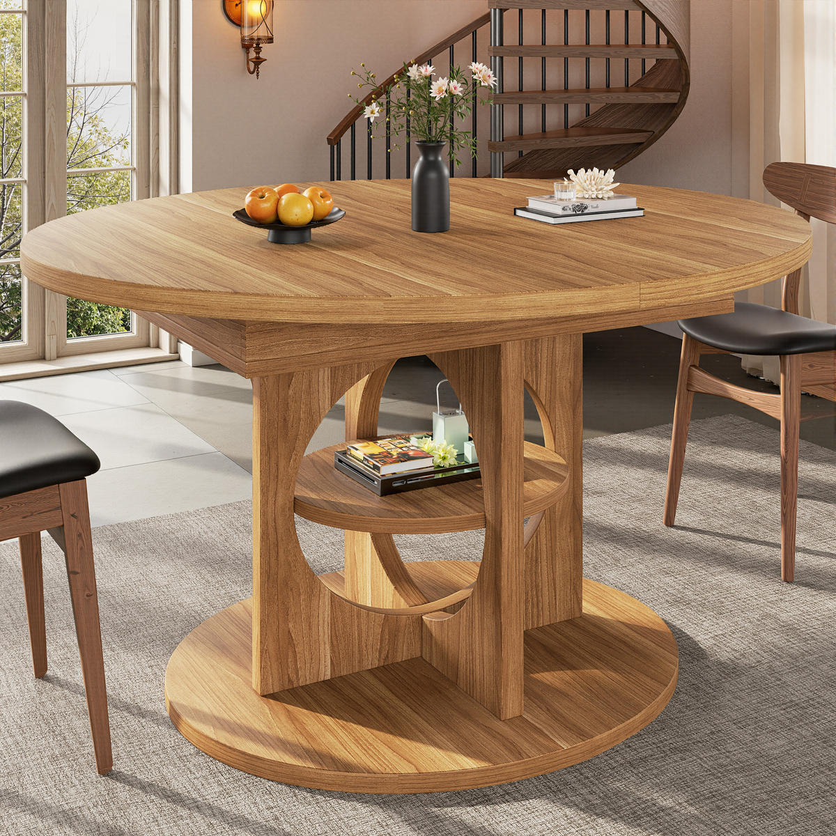 ESSTISCH in Holzoptik Ausziehbarer Küchentisch mit Stauraum, Multifunktionstisch für Küche und Wohnzimmer, 110–150cm - Braun, Holzwerkstoff/Metall (150/110/76cm) - STILVORA