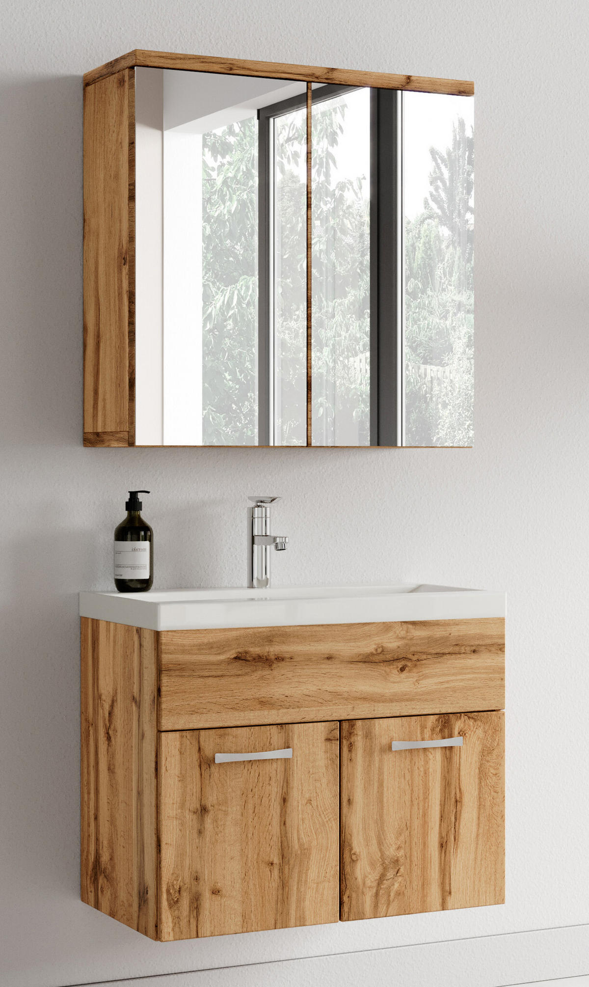 BADMÖBEL-SET Montreal 3 Teile Eiche - 60 x 35 x 51 cm - Eichefarben, Holz (60/53/35cm) - Badplaats