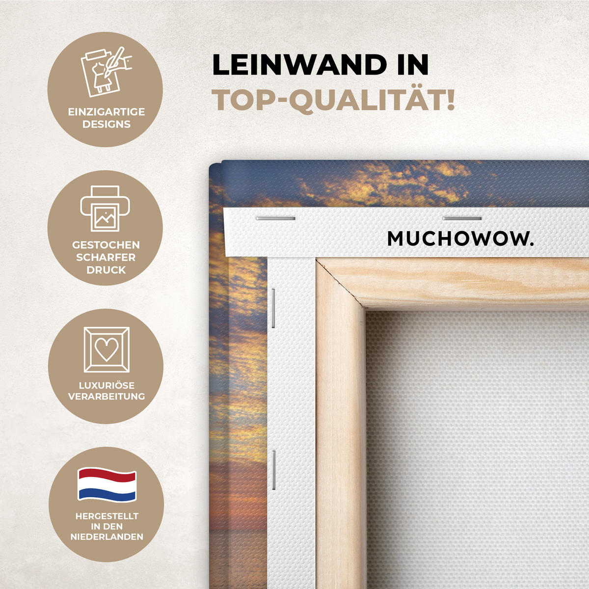 LEINWANDBILD Strand - Sonnenuntergang - Meer Deko Wohnzimmer 20x20 cm - Gelb, Textil (20/20cm) - MuchoWow