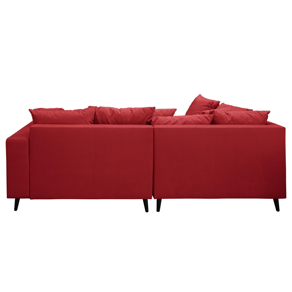 ECKSOFA mit Ottomane und Hocker - Rot/Schwarz, Birkenholz/Textil (247/174cm) - home24