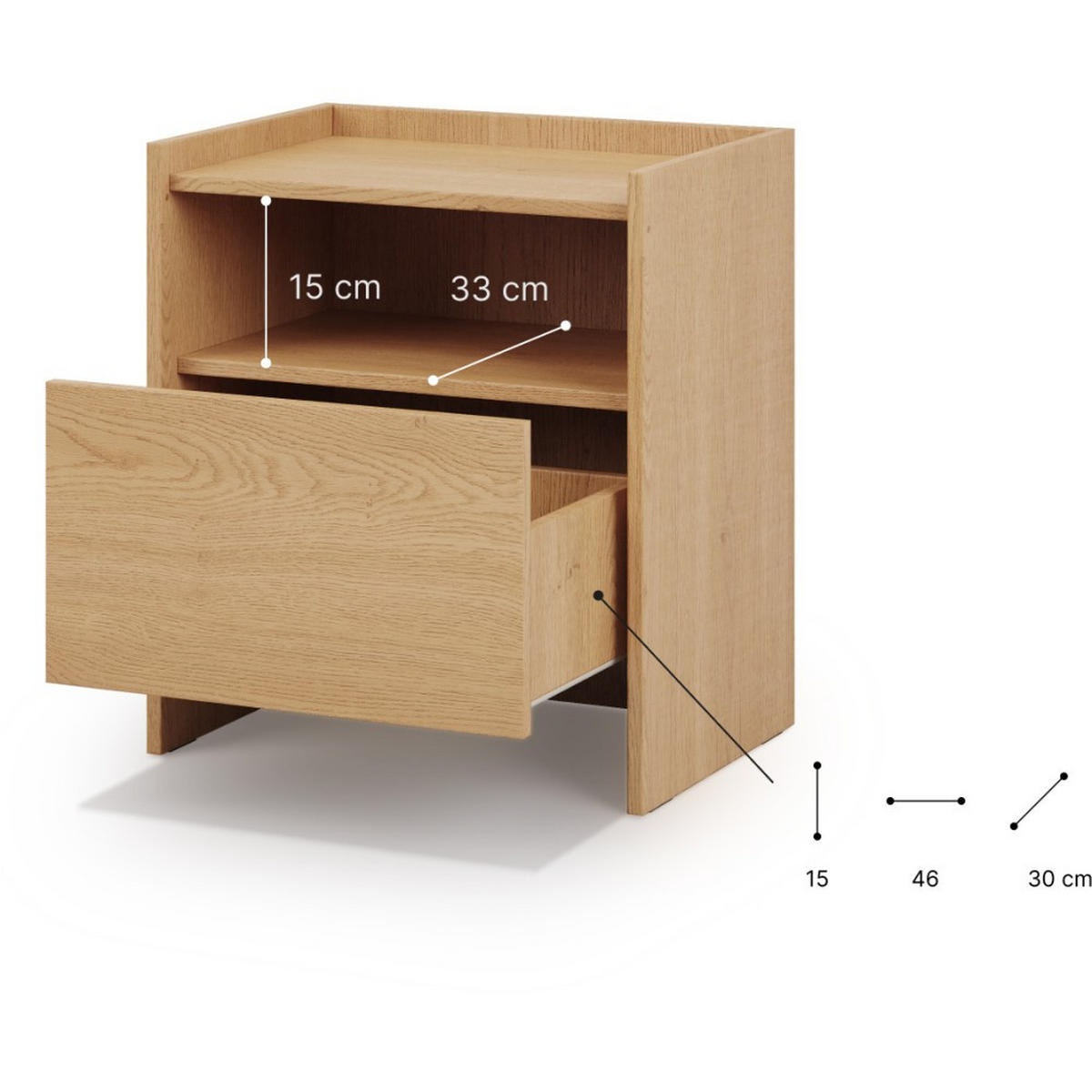 NACHTTISCH Juni mit 1 Schublade, 50 cm, eiche Cremona - Eichefarben, Holzwerkstoff (53/60/38cm) - Beautysofa