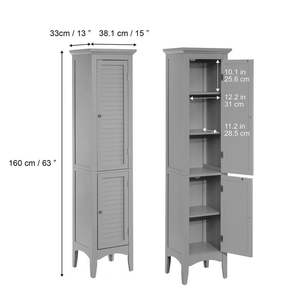 HOCHSCHRANK Grau - Grau, Holzwerkstoff (38.1/160/33cm) - Teamson Home