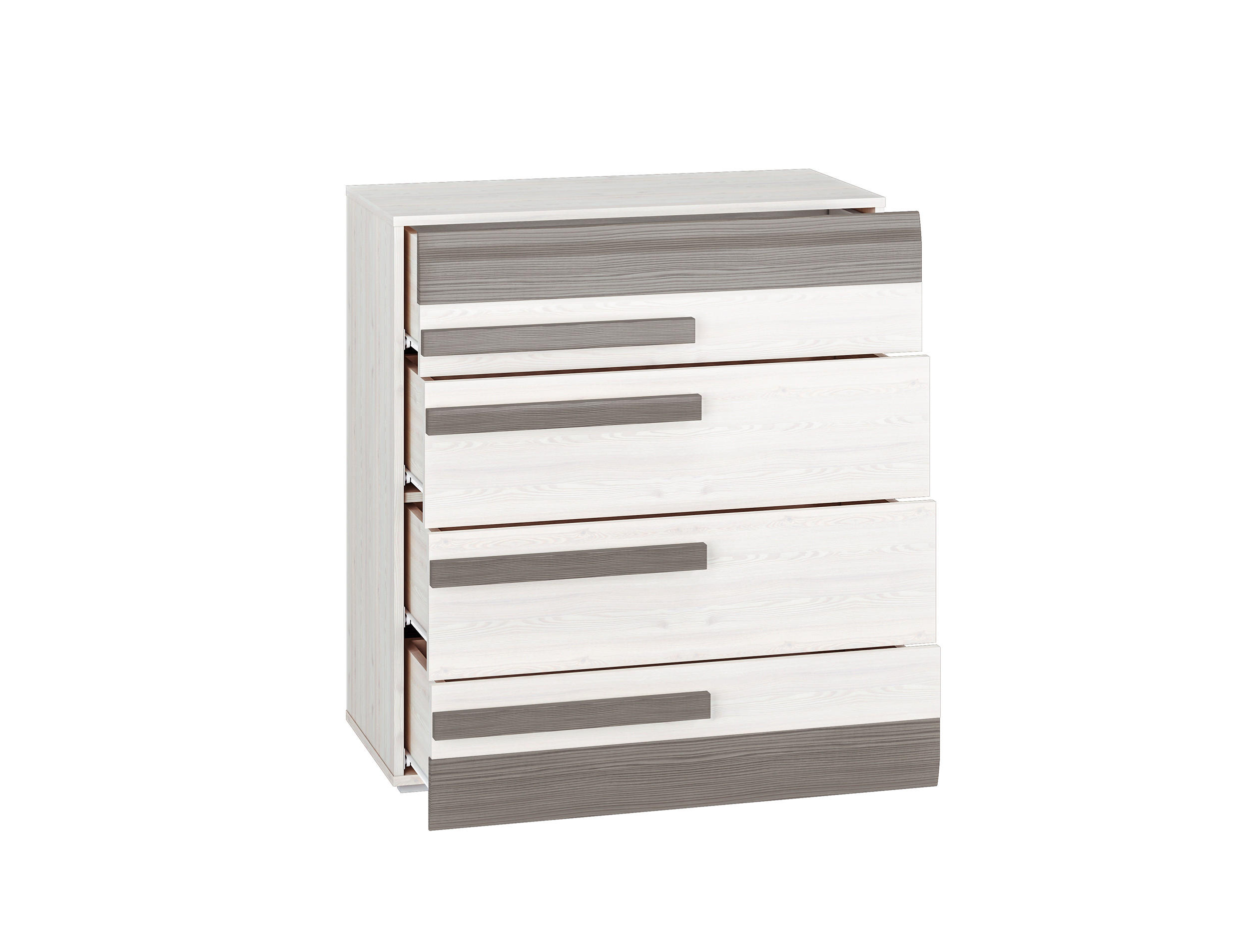 KOMMODE Blanco Pinie weiß / grau 86 / 42 / 96cm - Weiß, Holz/Holzwerkstoff (86/96/42cm) - Feldmann-Wohnen