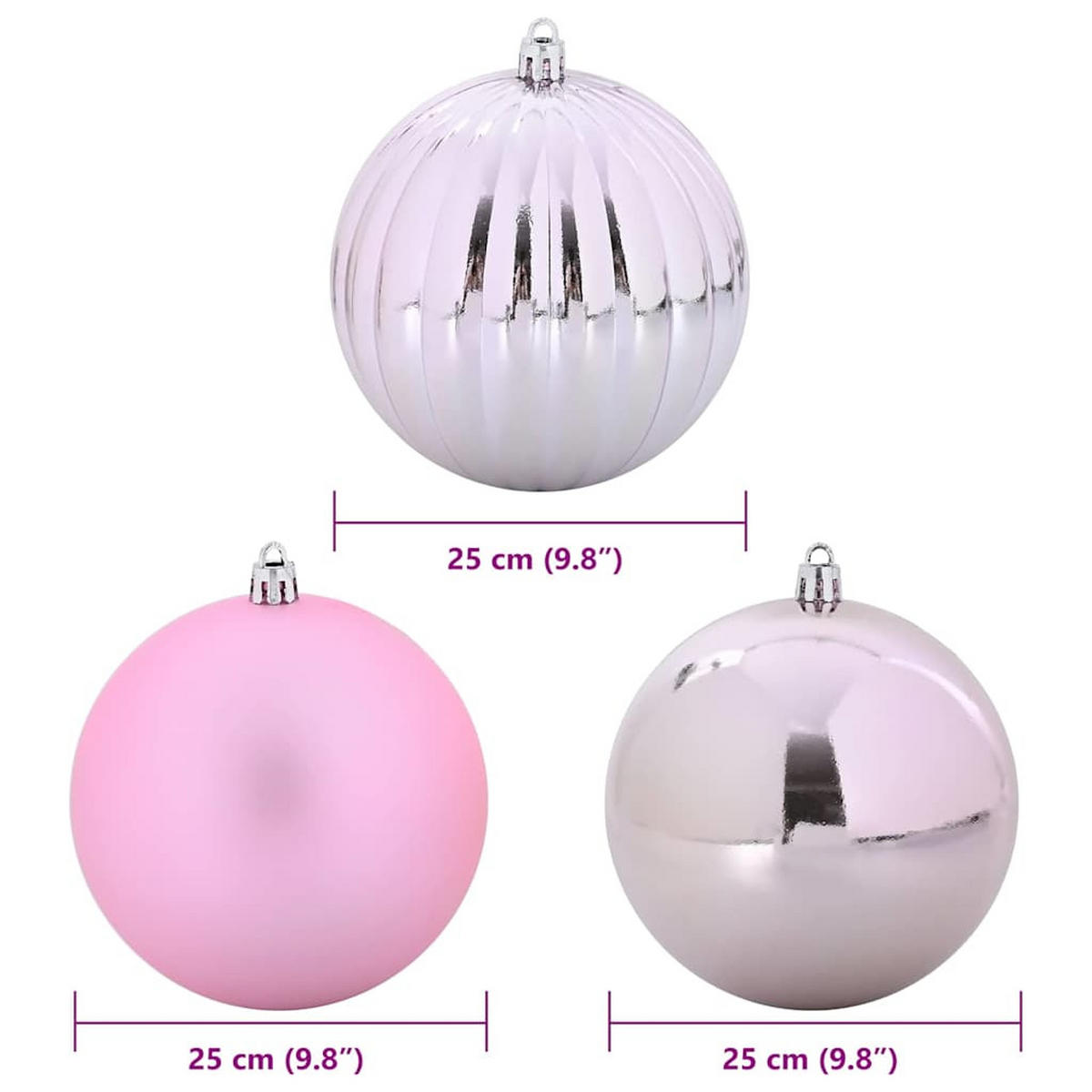 WEIHNACHTSKUGELSET XXL 3 -teilig 25/25/25 cm Rosa Kunststoff - Rosa, Kunststoff (25/25/25cm) - vidaXL