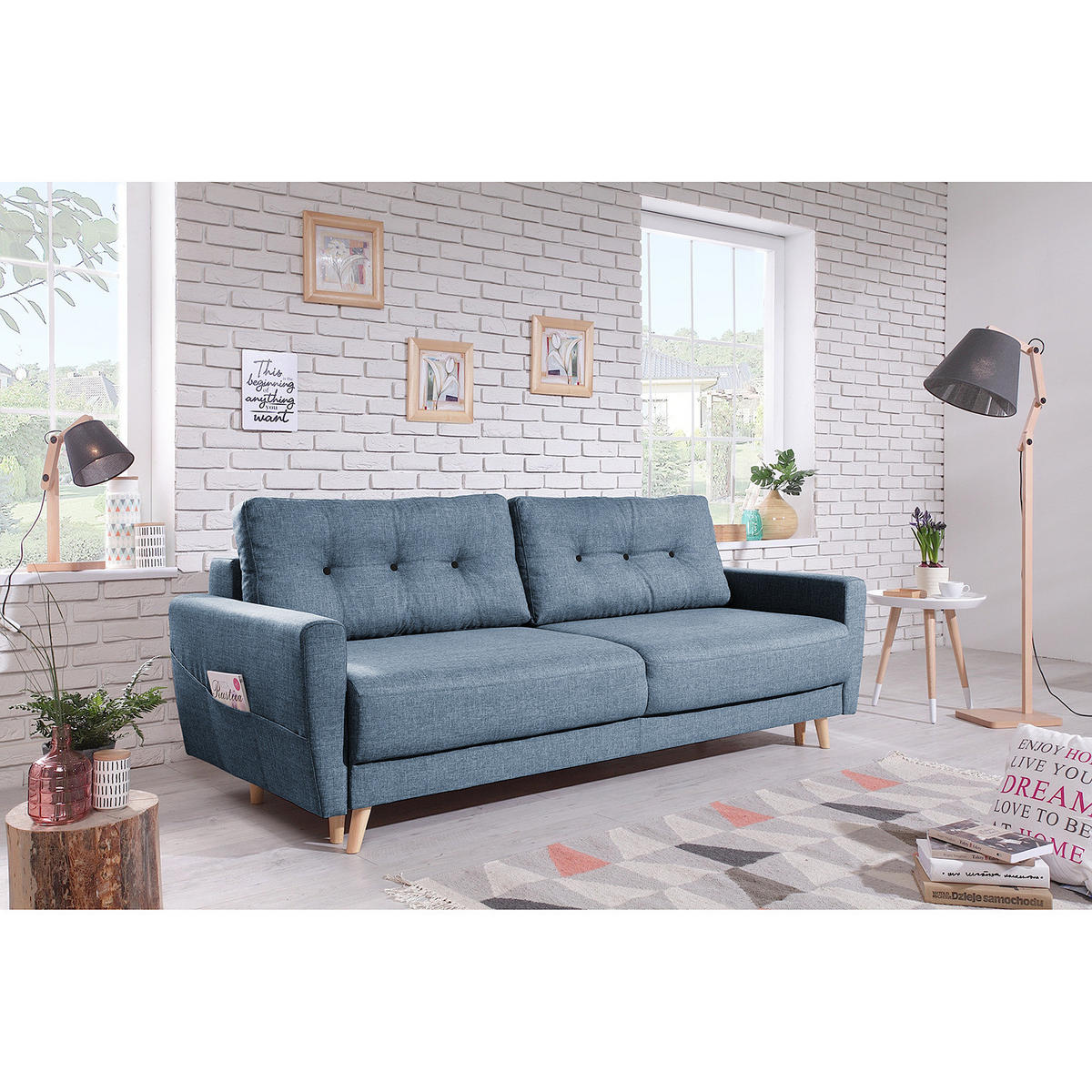 3-SITZER SOFA - Taupe, Textil (220/90/90cm) - home24