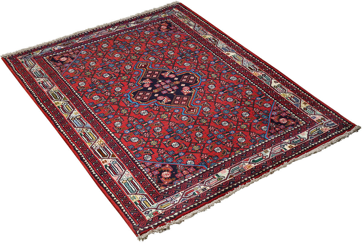 ORIENTTEPPICH handgeknüpft Assadabad Rot 163/113 cm Schurwolle - Rot, Textil (113/163cm) - Looma