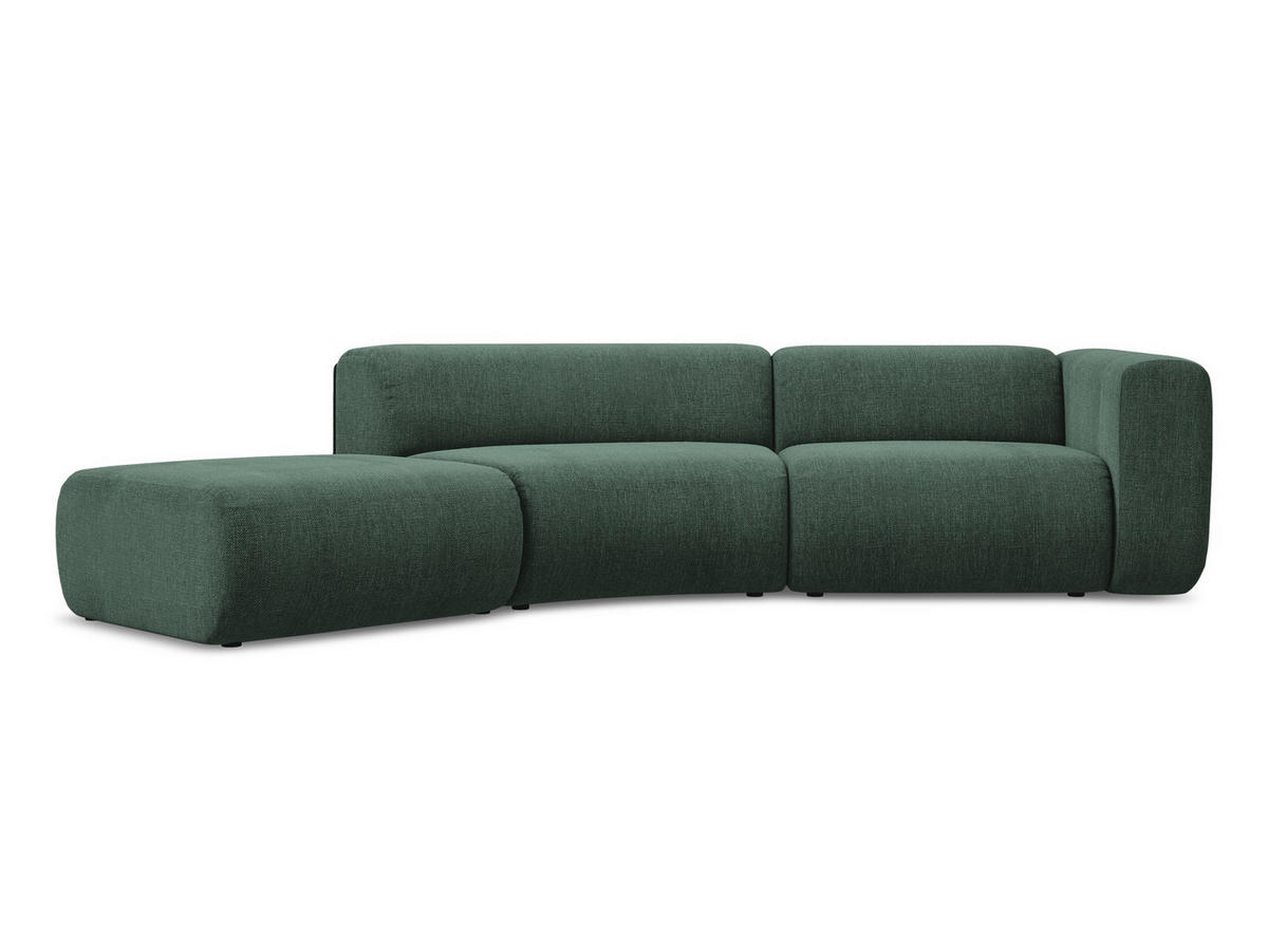 4-SITZER-SOFA Chenille Stoff Grün - Waldgrün/Schwarz, Kunststoff/Textil (335/70/166cm) - Makamii