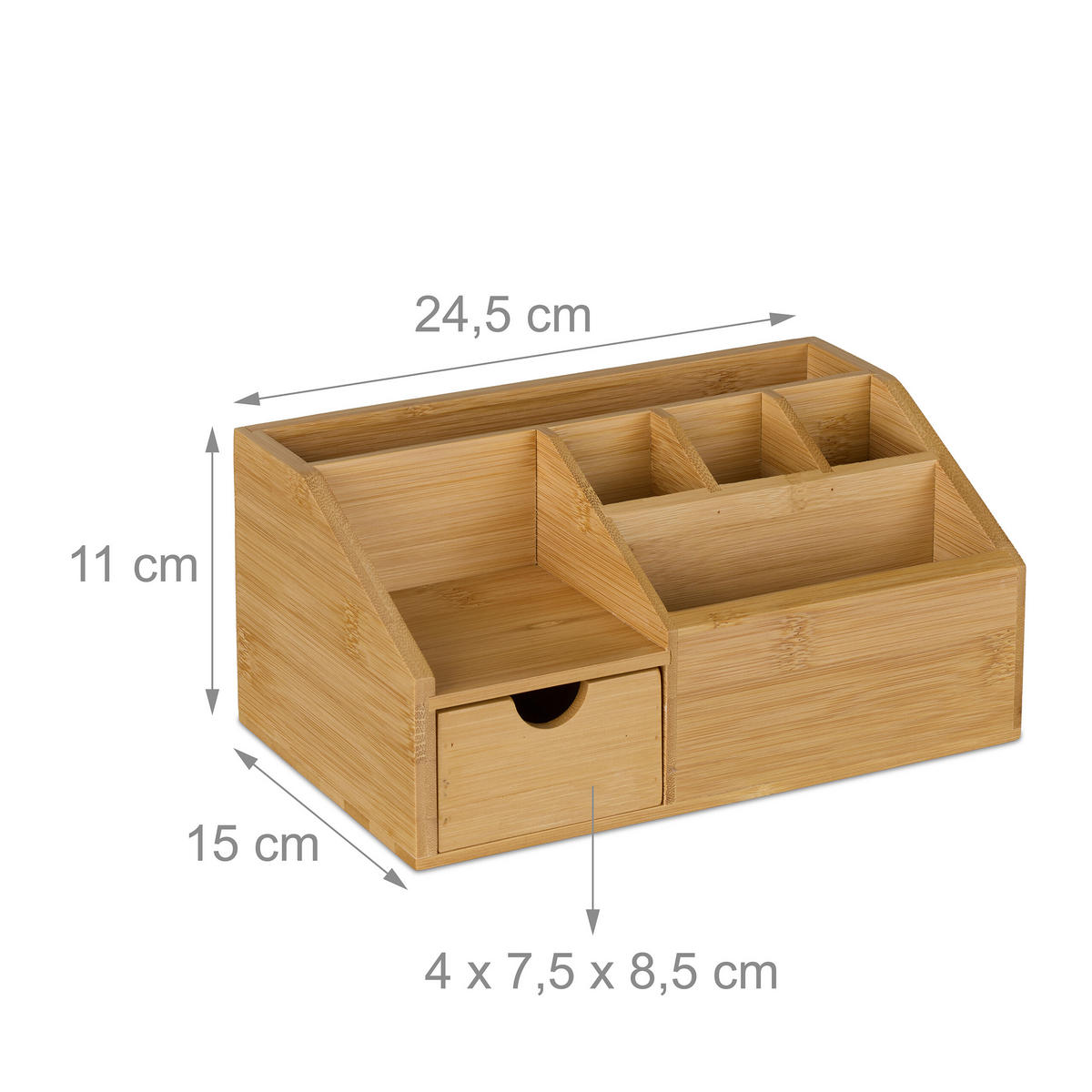 SCHREIBTISCH-ORGANIZER - Hellbraun, Holz (24.5/11/15cm) - Relaxdays