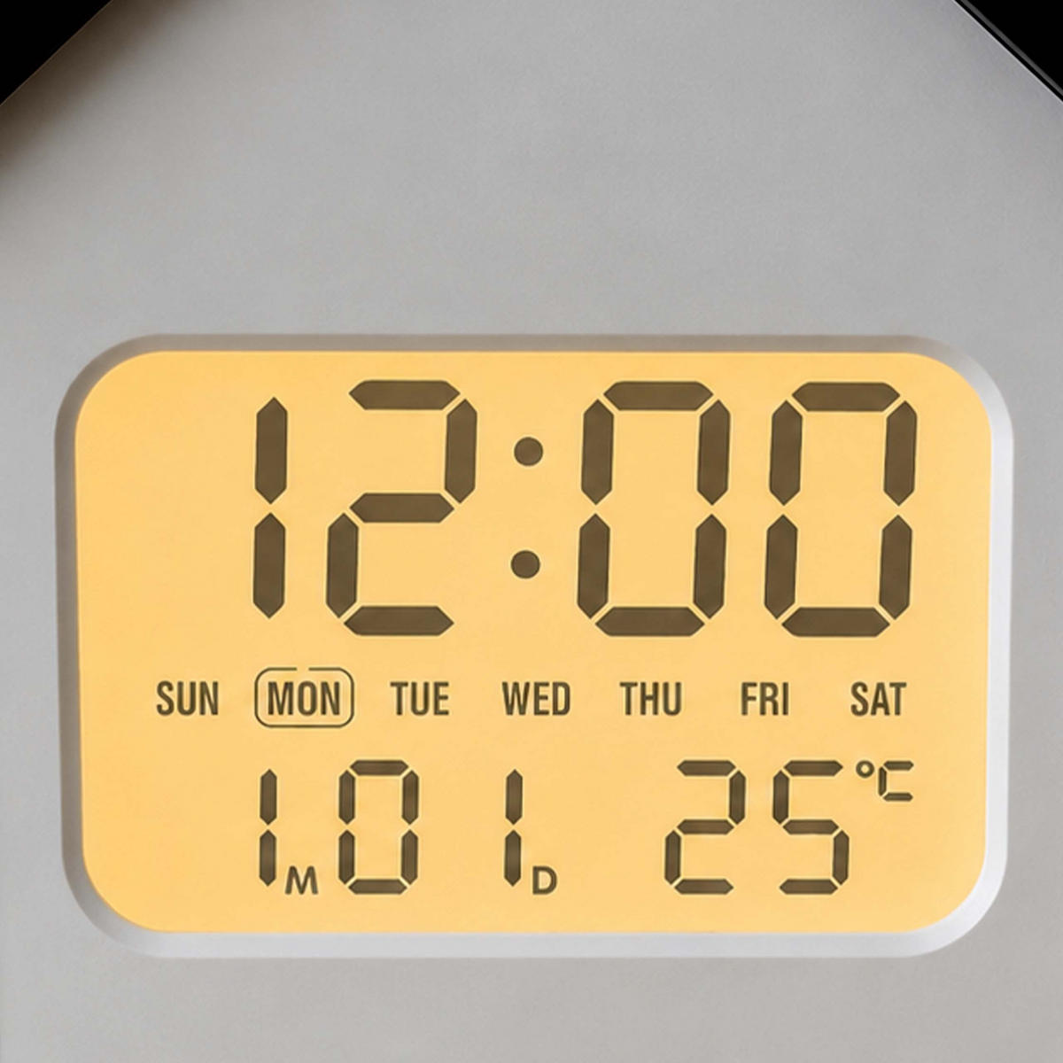 VÄCKARKLOCKA vit grå digital bakgrundsbelysning snooze - Vit, Glas/Plast (9/9.5/7.5cm) - Relaxdays